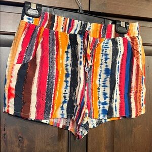 Gypsies & Moondust Multicolor Striped High Waist Shorts